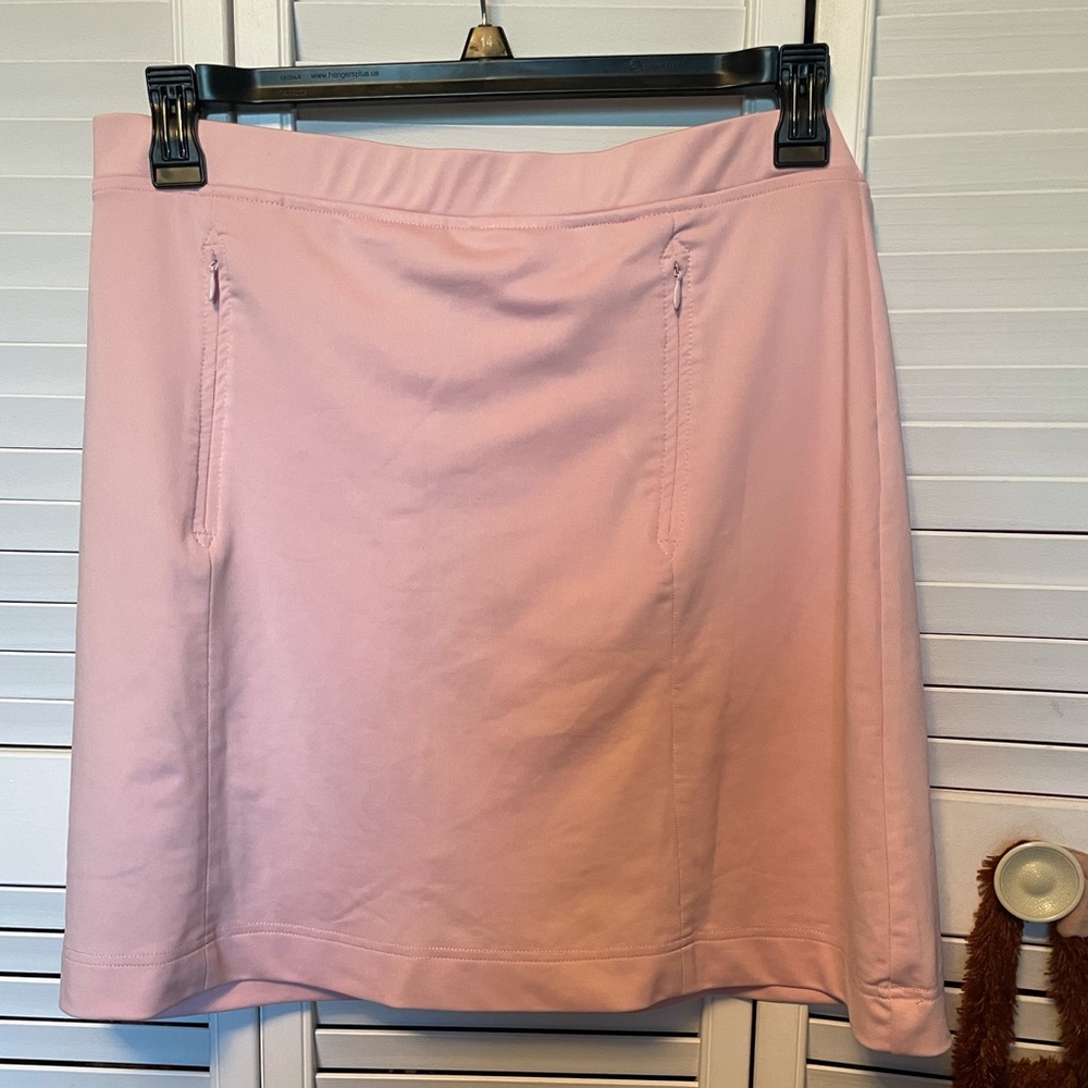 Solid Pink Skort Size L By AW Golf polyester Blend